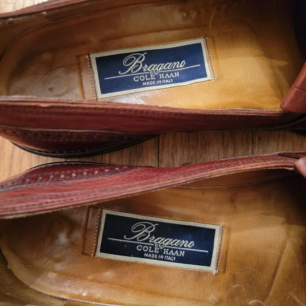 Cole Haan Bragano Brown Italian Leather Loafers Kiltie‎ Fringe Buckle 10D Vibram